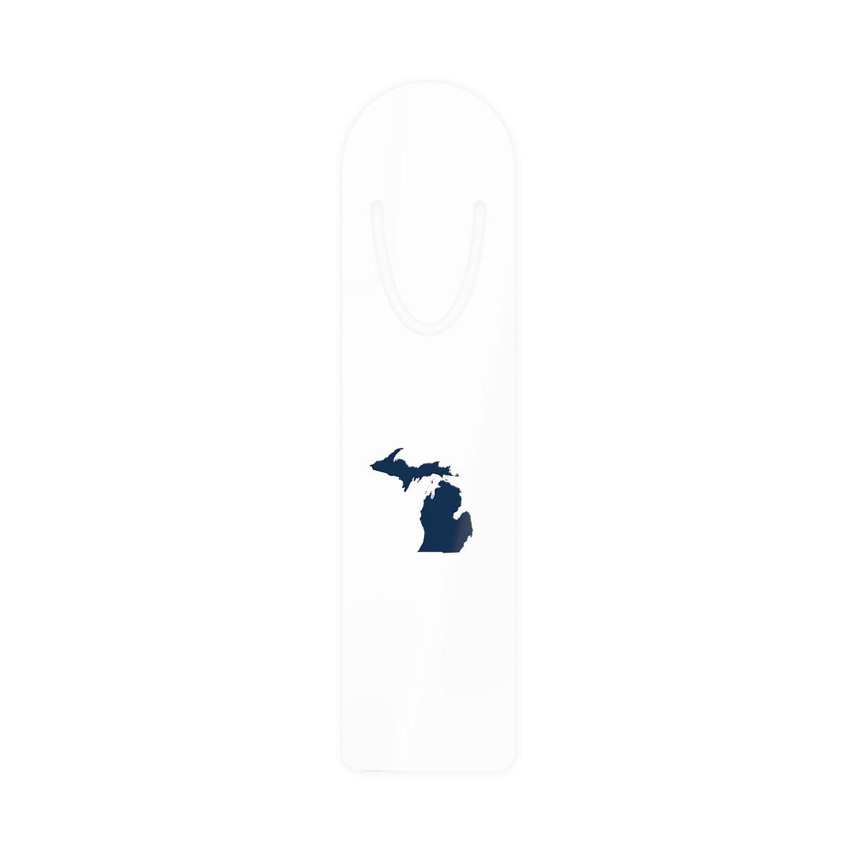 Michigan Outline Metal Bookmark | White/Navy Color - Circumspice Michigan