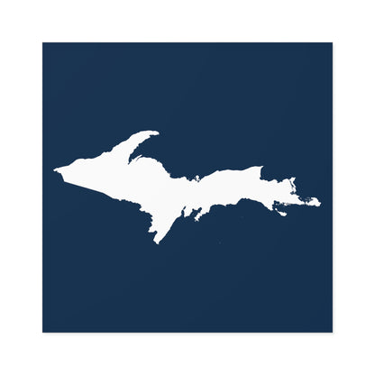 Michigan Upper Peninsula Square Sticker (Navy w/ UP Outline) | Indoor/Outdoor