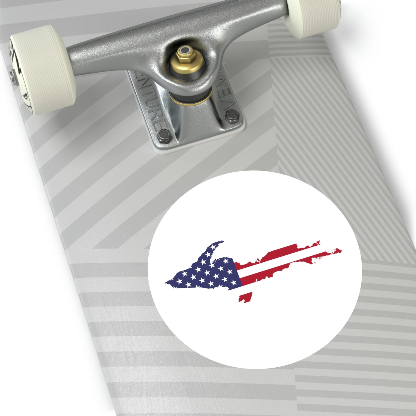 Michigan Upper Peninsula Round Stickers (w/ UP USA Flag Outline) | Indoor\Outdoor