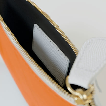 Michigan Upper Peninsula Mini Clutch Bag (Orange w/ Navy UP Outline)