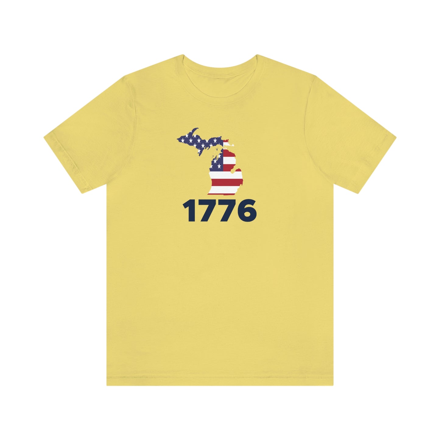 Michigan '1776' T-Shirt (Geometric Sans Font w/ MI USA Flag Outline) | Unisex Standard Fit