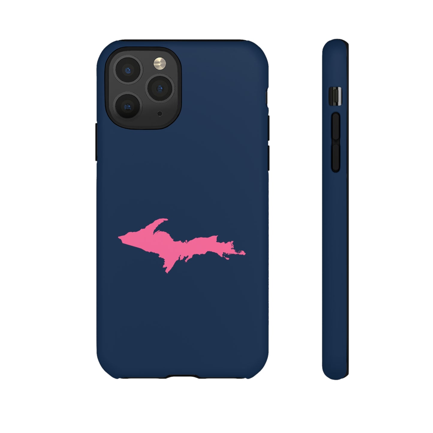 Michigan Upper Peninsula Tough Phone Case (Navy w/ Pink UP Outline) | Apple iPhone