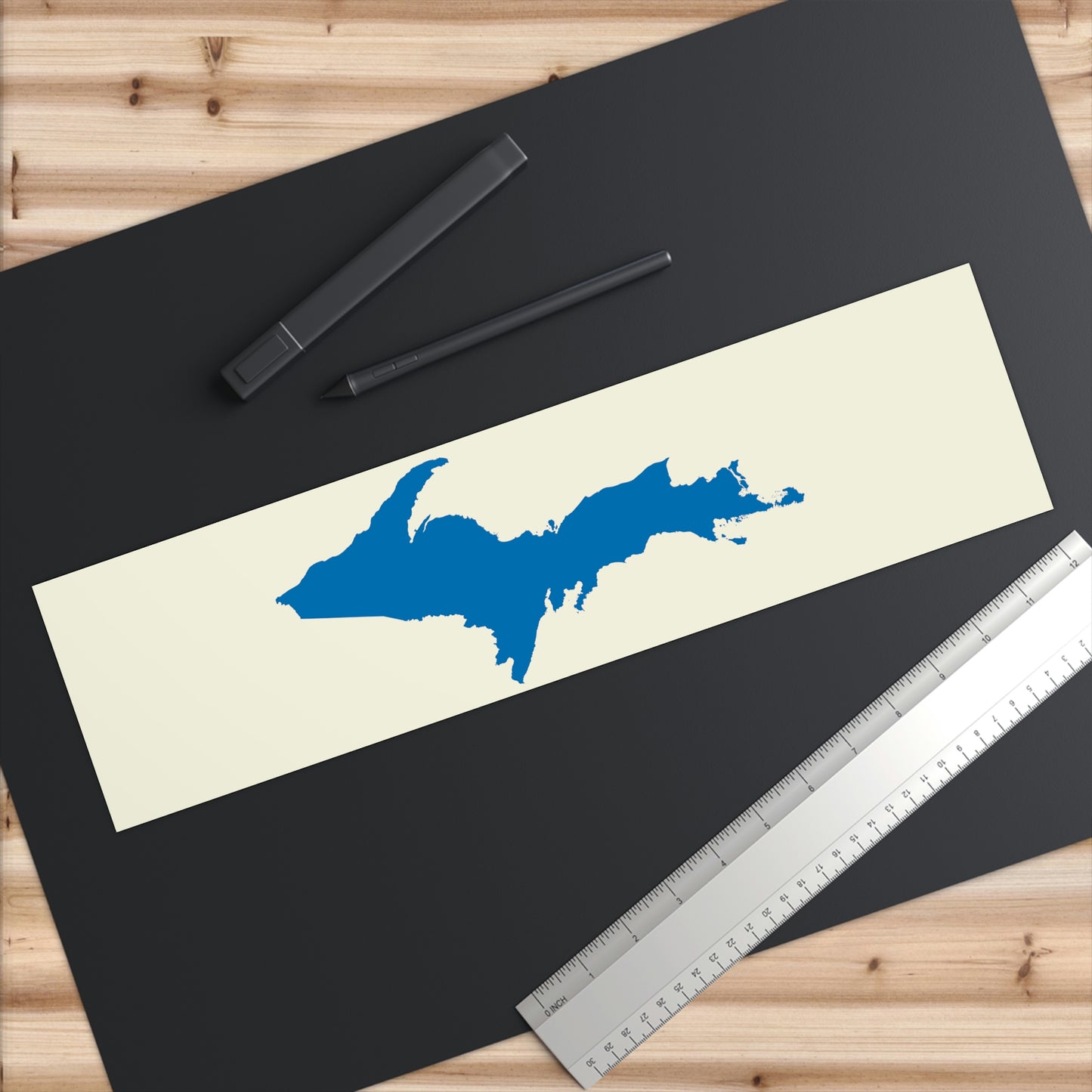 Michigan Upper Peninsula Bumper Sticker (w/ Azure UP Outline) | Ivory Color Background