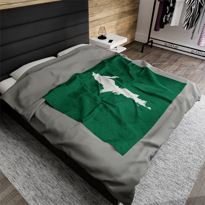 Michigan Upper Peninsula Plush Blanket (w/ UP Outline) | Emerald Green