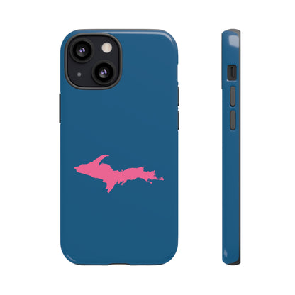 Michigan Upper Peninsula Tough Phone Case (Blueberry w/ Pink UP Outline) | Apple iPhone