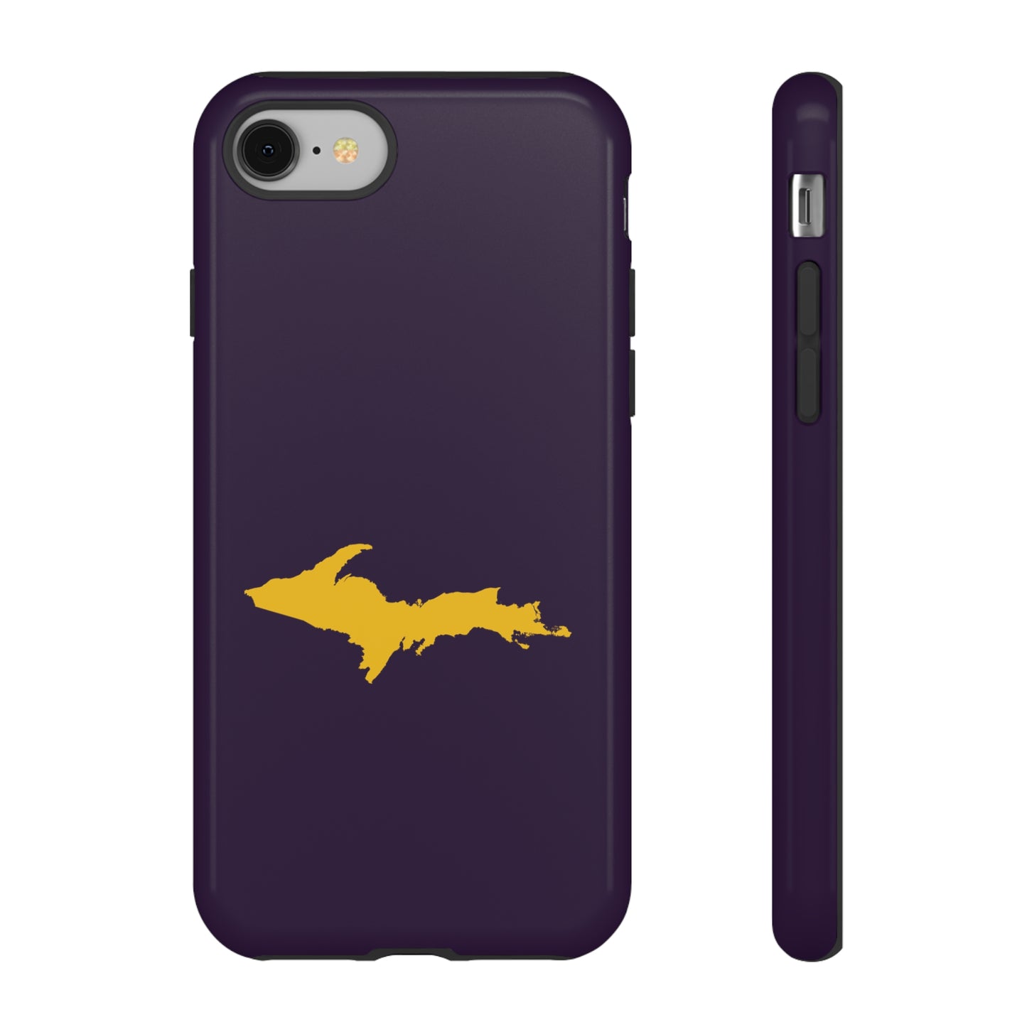 Michigan Upper Peninsula Tough Phone Case (Blackcurrant w/ Gold UP Outline) | Apple iPhone