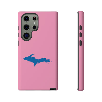 Michigan Upper Peninsula Tough Phone Case ('67 Caddie Pink w/ Azure UP Outline) | Samsung & Pixel Android