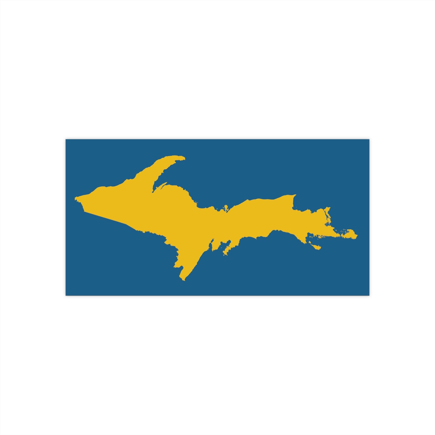 Michigan Upper Peninsula Bumper Sticker (w/ Gold UP Outline) | Blueberry Background