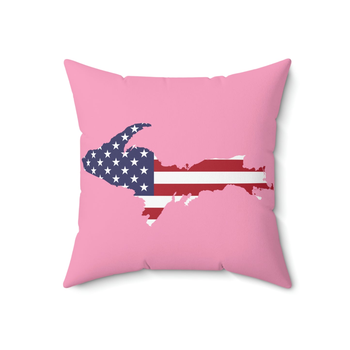 Michigan Upper Peninsula Accent Pillow (w/ UP USA Flag Outline) | '67 Caddie Pink