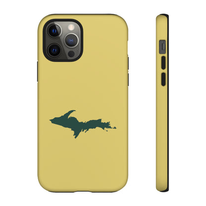 Michigan Upper Peninsula Tough Phone Case (Plum Yellow w/ Green UP Outline) | Apple iPhone