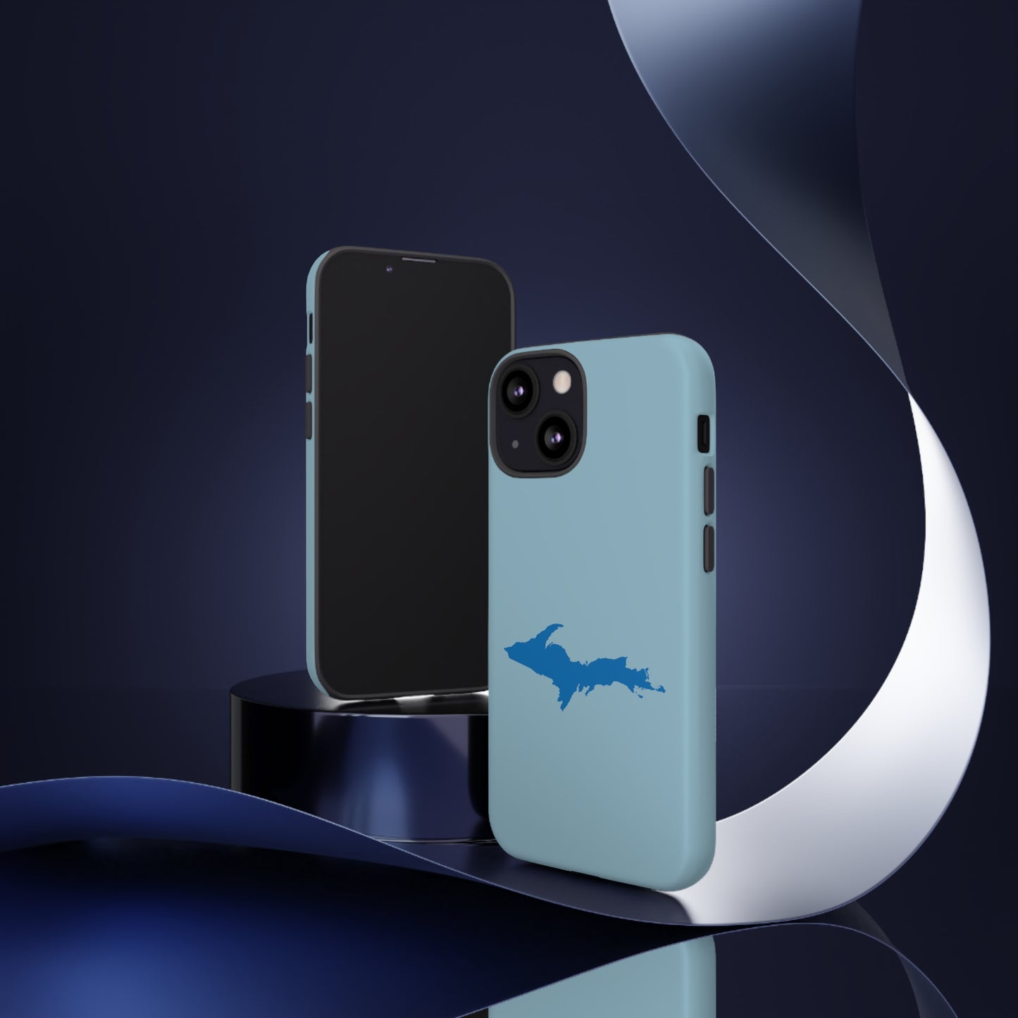 Michigan Upper Peninsula Tough Phone Case (Opal Blue w/ Azure UP Outline) | Apple iPhone