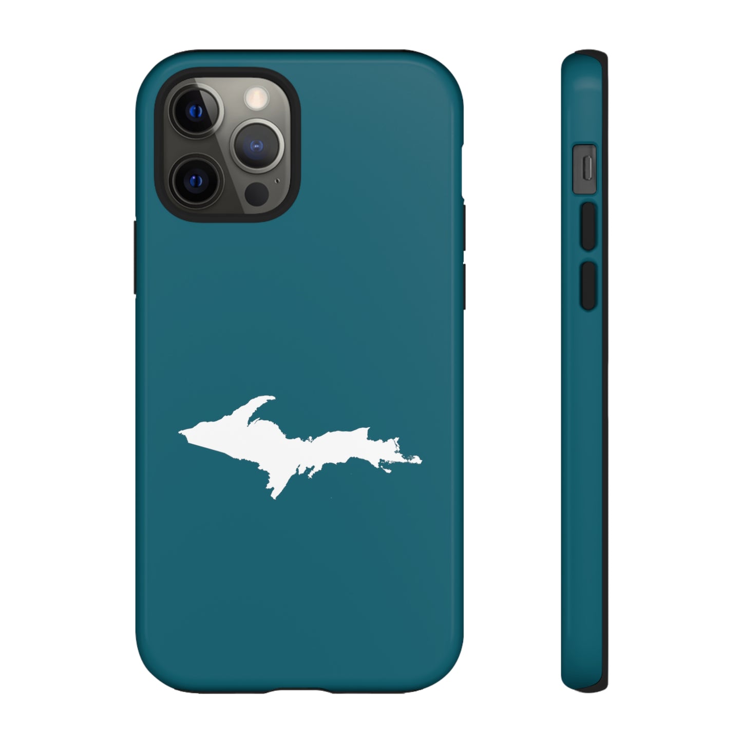 Michigan Upper Peninsula Tough Phone Case (Auburn Hills Teal w/ UP Outline) | Apple iPhone