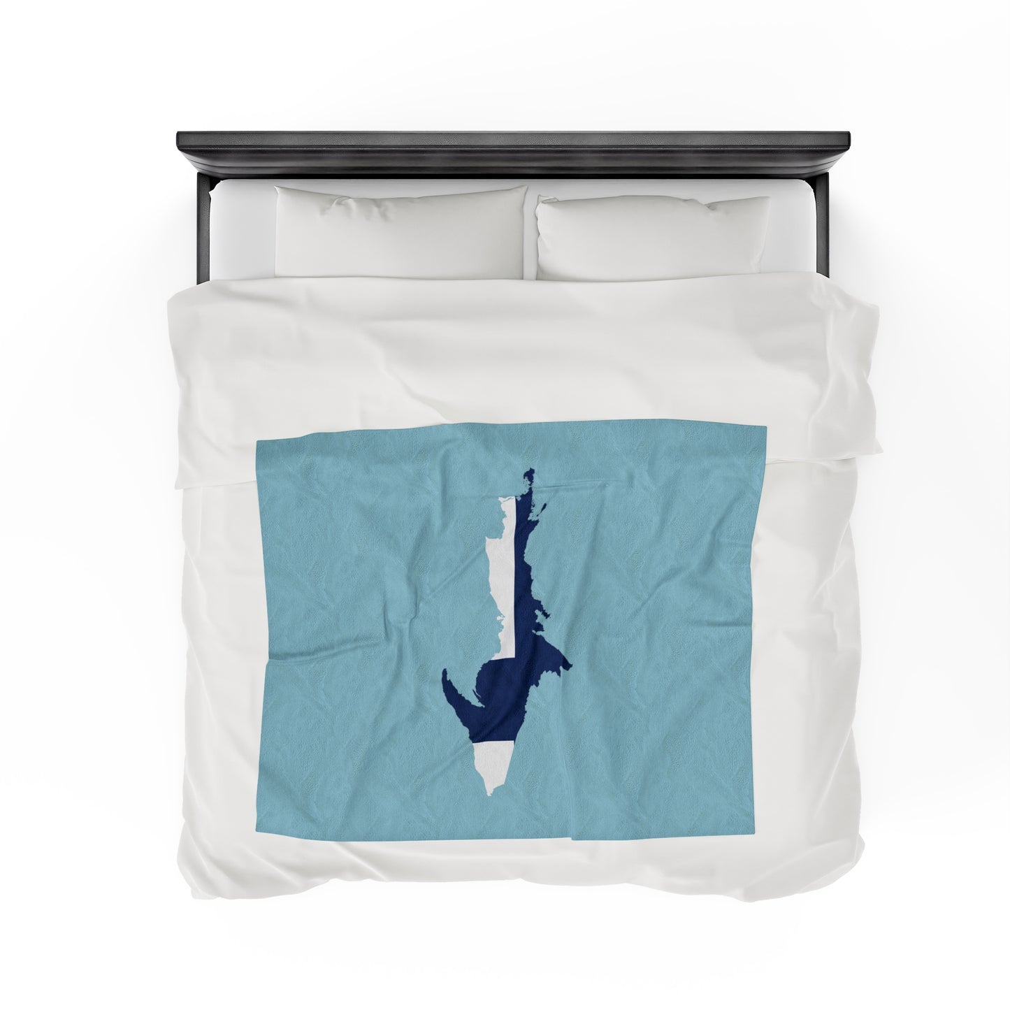 Michigan Upper Peninsula Plush Blanket (w/ UP Finland Flag Outline) | '58 Caddie Blue