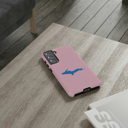 Michigan Upper Peninsula Tough Phone Case (Pink w/ Azure UP Outline) | Samsung & Pixel Android