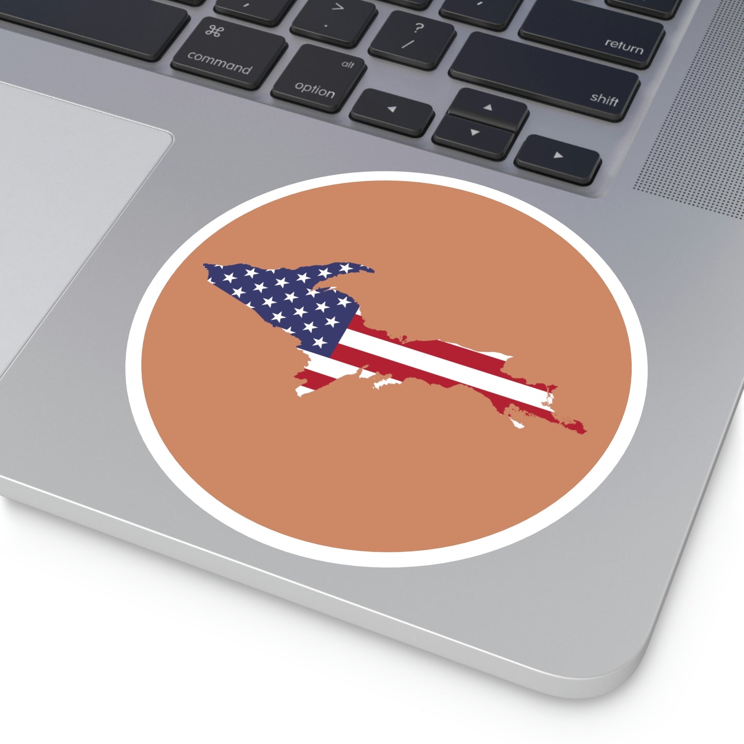 Michigan Upper Peninsula Round Stickers (Copper w/ UP USA Flag Outline) | Indoor\Outdoor