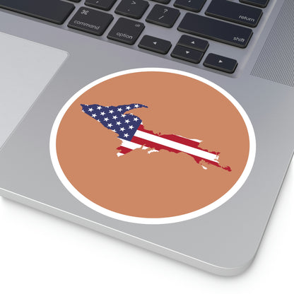 Michigan Upper Peninsula Round Stickers (Copper w/ UP USA Flag Outline) | Indoor\Outdoor