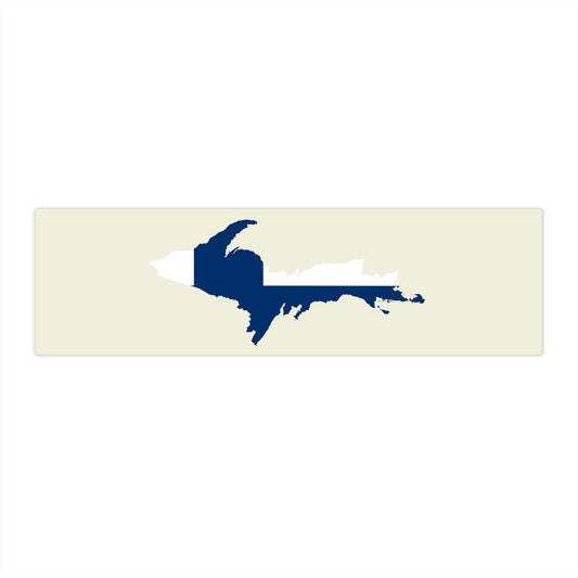 Michigan Upper Peninsula Bumper Stickers (w/ UP Finland Flag Outline) | Ivory Color Background