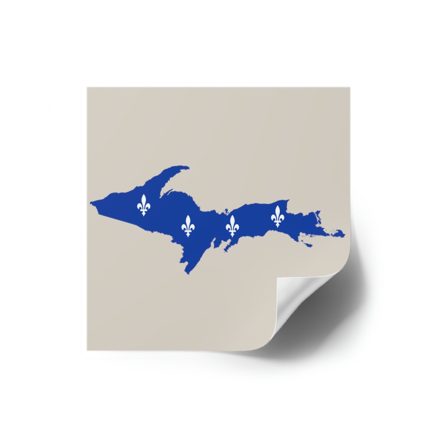 Michigan Upper Peninsula Square Sticker (Canvas Color w/ UP Quebec Flag Outline) | Indoor/Outdoor