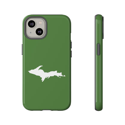 Michigan Upper Peninsula Tough Phone Case (Pine Green w/ UP Outline) | Apple iPhone