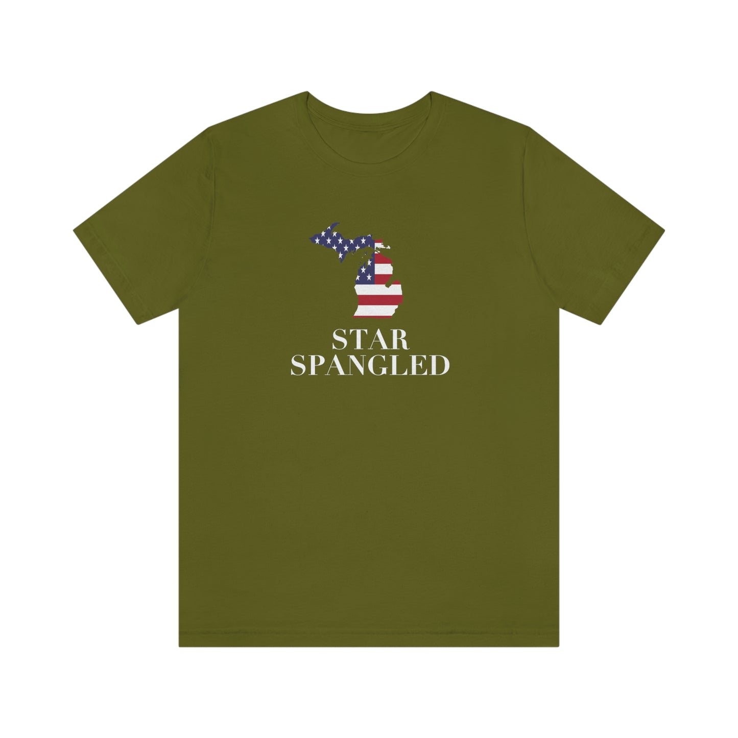 Michigan 'Star Spangled' T-Shirt (w/ MI USA Flag Outline) | Unisex Standard Fit