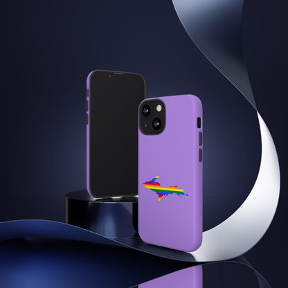 Michigan Upper Peninsula Tough Phone Case (Lavender w/ UP Pride Flag Outline) | Apple iPhone