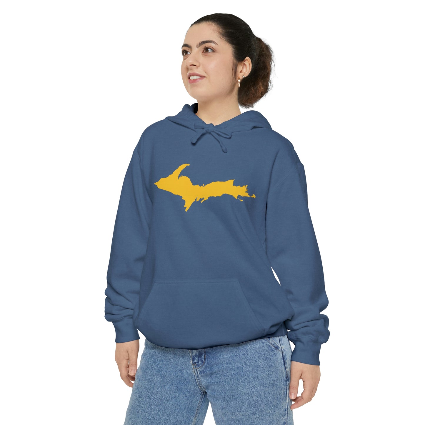 Michigan Upper Peninsula Hoodie (w/ Gold UP Outline) | Unisex Garment-Dyed