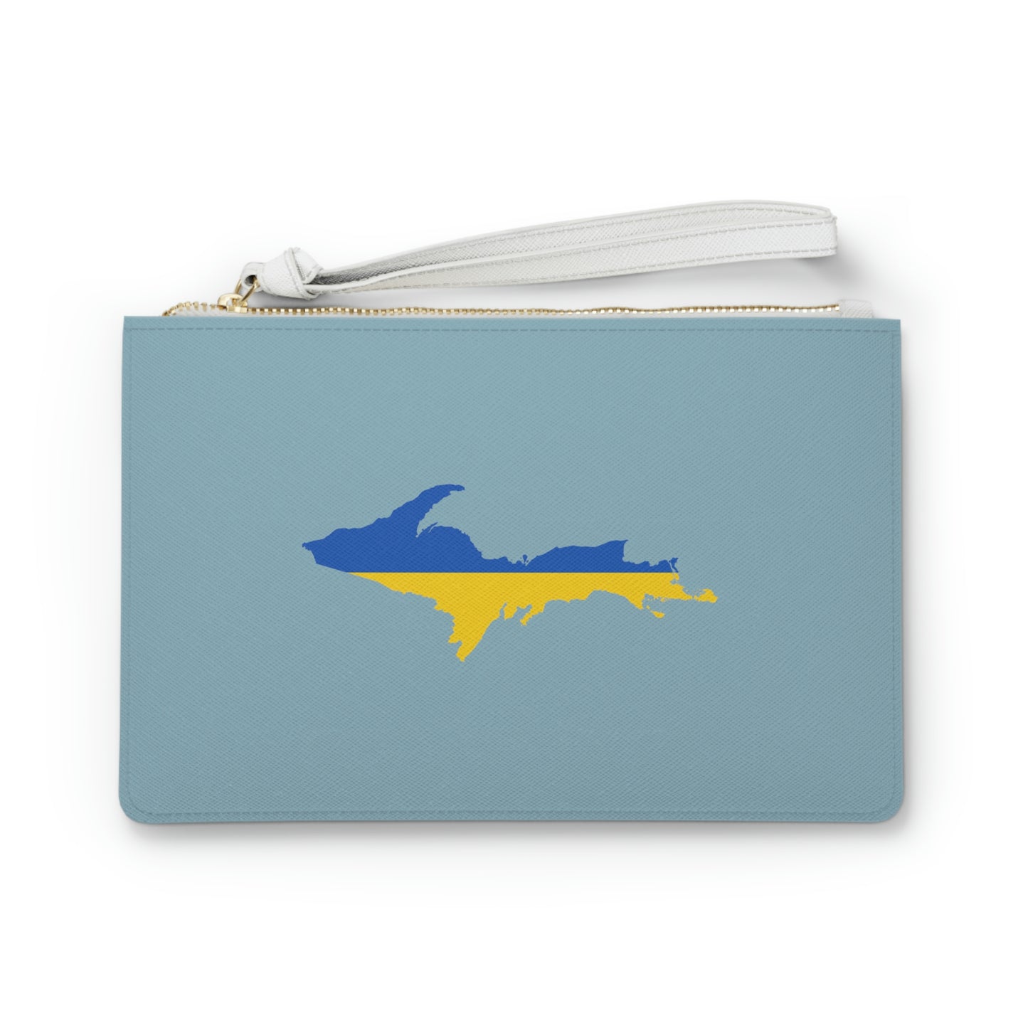 Michigan Upper Peninsula Clutch Bag (Opal Blue w/ UP Ukraine Flag Outline)