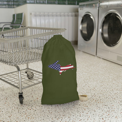 Michigan Upper Peninsula Laundry Bag (Army Green w/ UP USA Flag Outline)