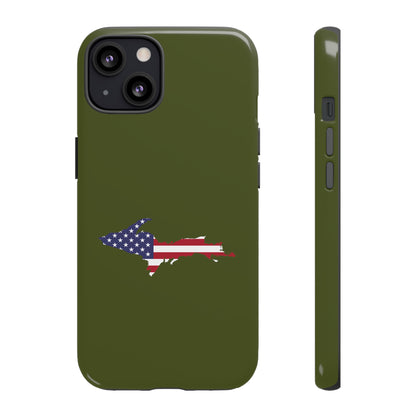 Michigan Upper Peninsula Tough Phone Case (Army Green w/ UP USA Outline) | Apple iPhone