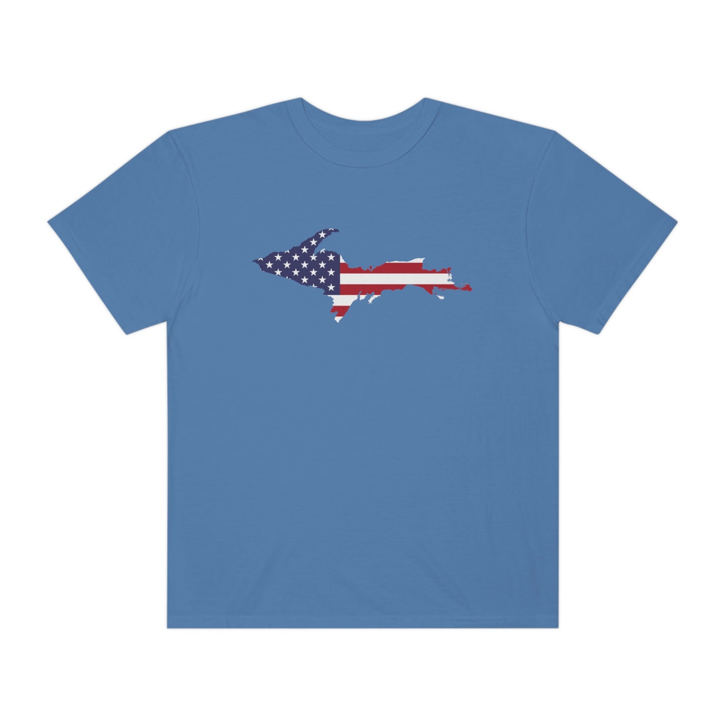 Michigan Upper Peninsula T-Shirt (w/ UP USA Flag Outline) | Unisex Garment-Dyed