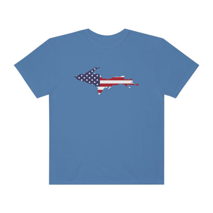 Michigan Upper Peninsula T-Shirt (w/ UP USA Flag Outline) | Unisex Garment-Dyed