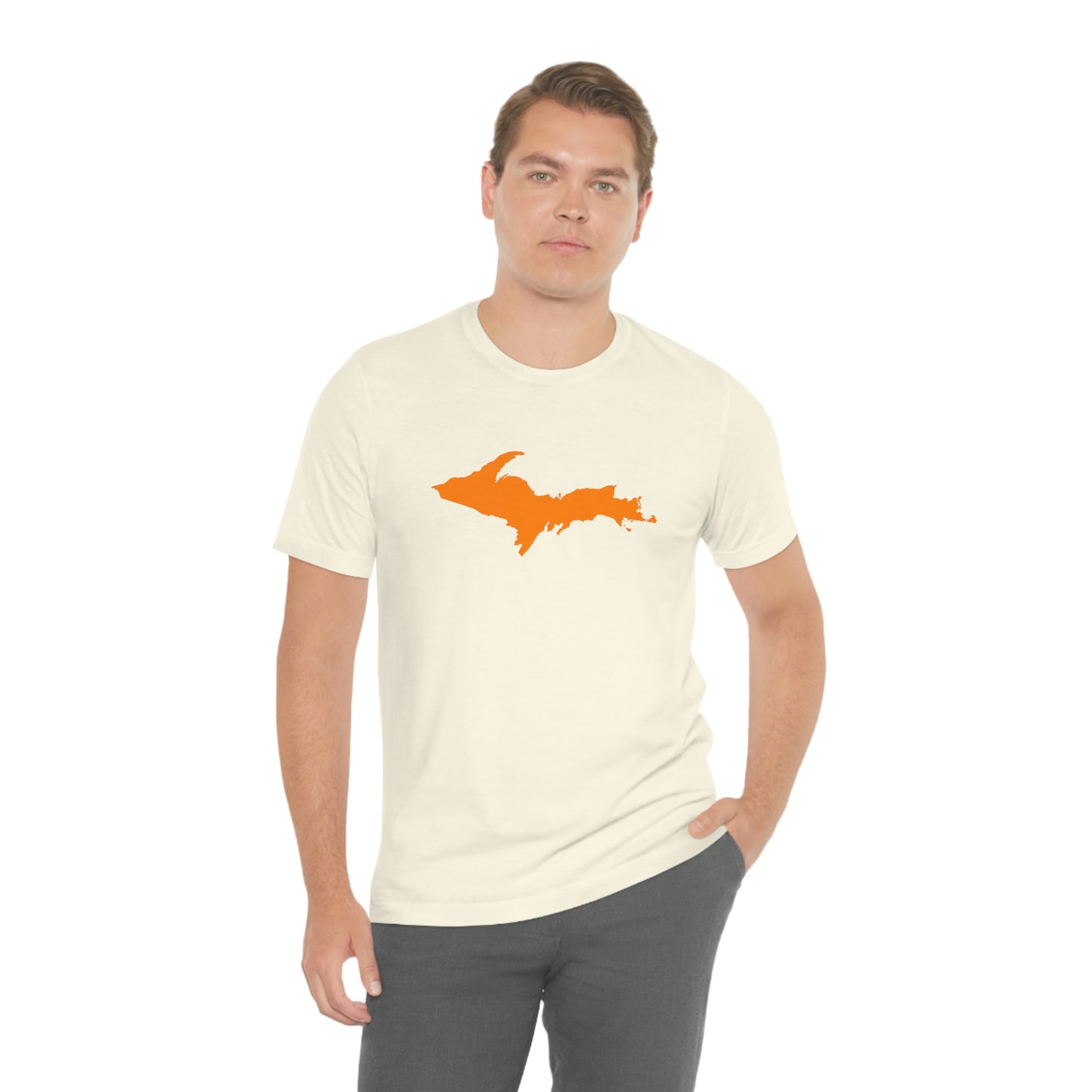 Michigan Upper Peninsula T-Shirt (w/ Orange UP Outline) | Unisex Standard Fit