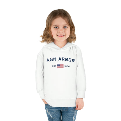 'Ann Arbor EST 1824' Hoodie (w/USA Flag Outline) | Unisex Toddler