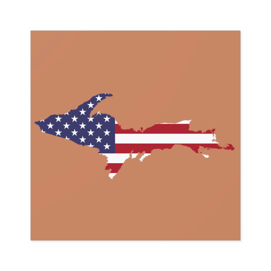 Michigan Upper Peninsula Square Sticker (Copper w/ UP USA Flag Outline) | Indoor/Outdoor