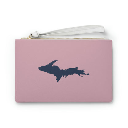 Michigan Upper Peninsula Clutch Bag (Pink Color w/ Navy UP Outline)