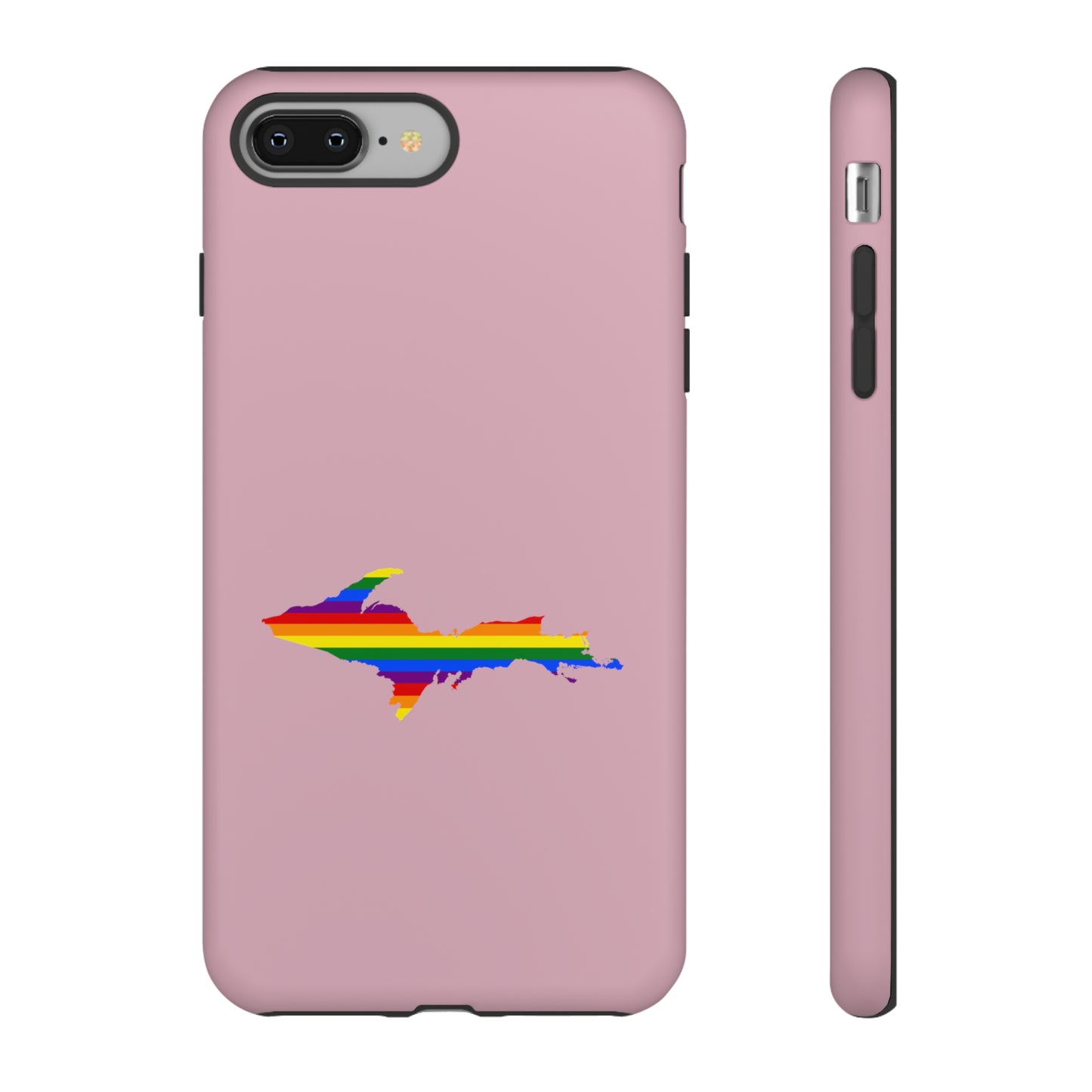 Michigan Upper Peninsula Tough Phone Case (Pink w/ UP Pride Flag Outline) | Apple iPhone