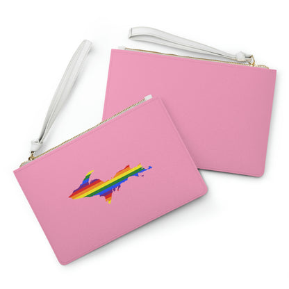 Michigan Upper Peninsula Clutch Bag ('67 Caddie Pink w/ UP Pride Flag Outline)