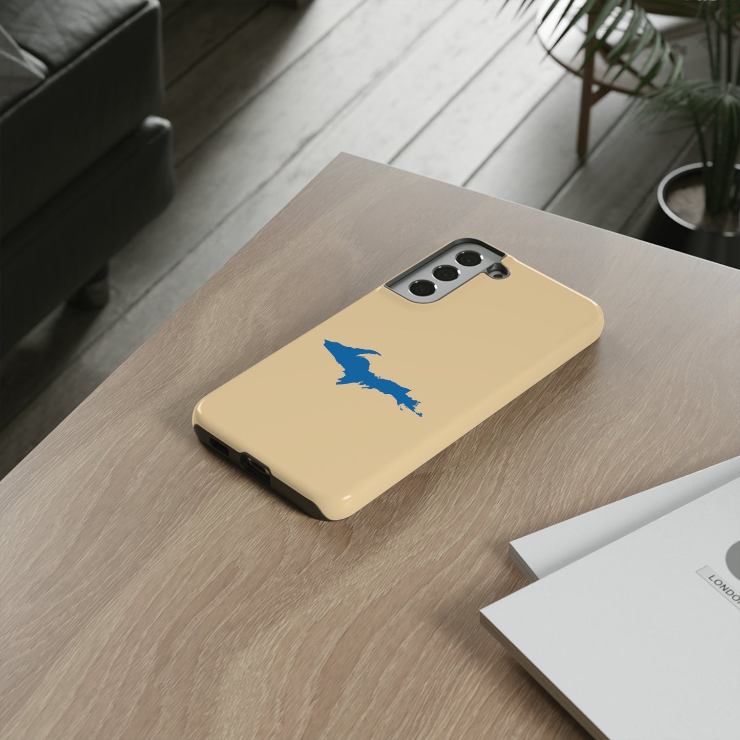 Michigan Upper Peninsula Tough Phone Case (Maple Color w/ Azure UP Outline) | Samsung & Pixel Android