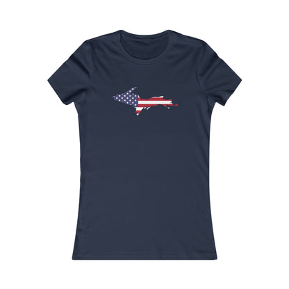 Michigan Upper Peninsula T-Shirt (w/ UP USA Flag Outline) | Women's Slim Fit