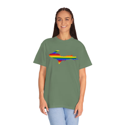 Michigan Upper Peninsula T-Shirt (w/ UP Pride Flag Outline) | Unisex Garment-Dyed