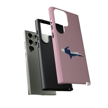 Michigan Upper Peninsula Tough Phone Case (Pink w/ UP Finland Flag Outline) | Samsung & Pixel Android