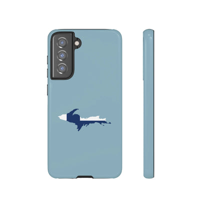 Michigan Upper Peninsula Tough Phone Case (Opal Blue w/ UP Finland Flag Outline) | Samsung & Pixel Android