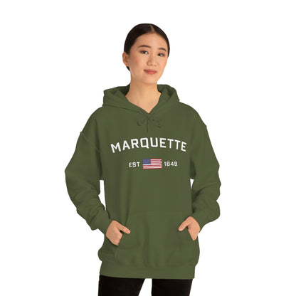 'Marquette EST 1849' Hoodie (w/USA Flag Outline) | Unisex Standard