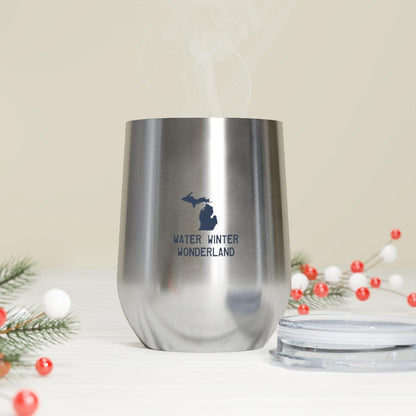 'Water Winter Wonderland' Michigan Insulated Wine Tumbler | 12oz Stainless Steel - Circumspice Michigan