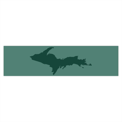 Michigan Upper Peninsula Bumper Sticker (w/ Green UP Outline) | Copper Green Background