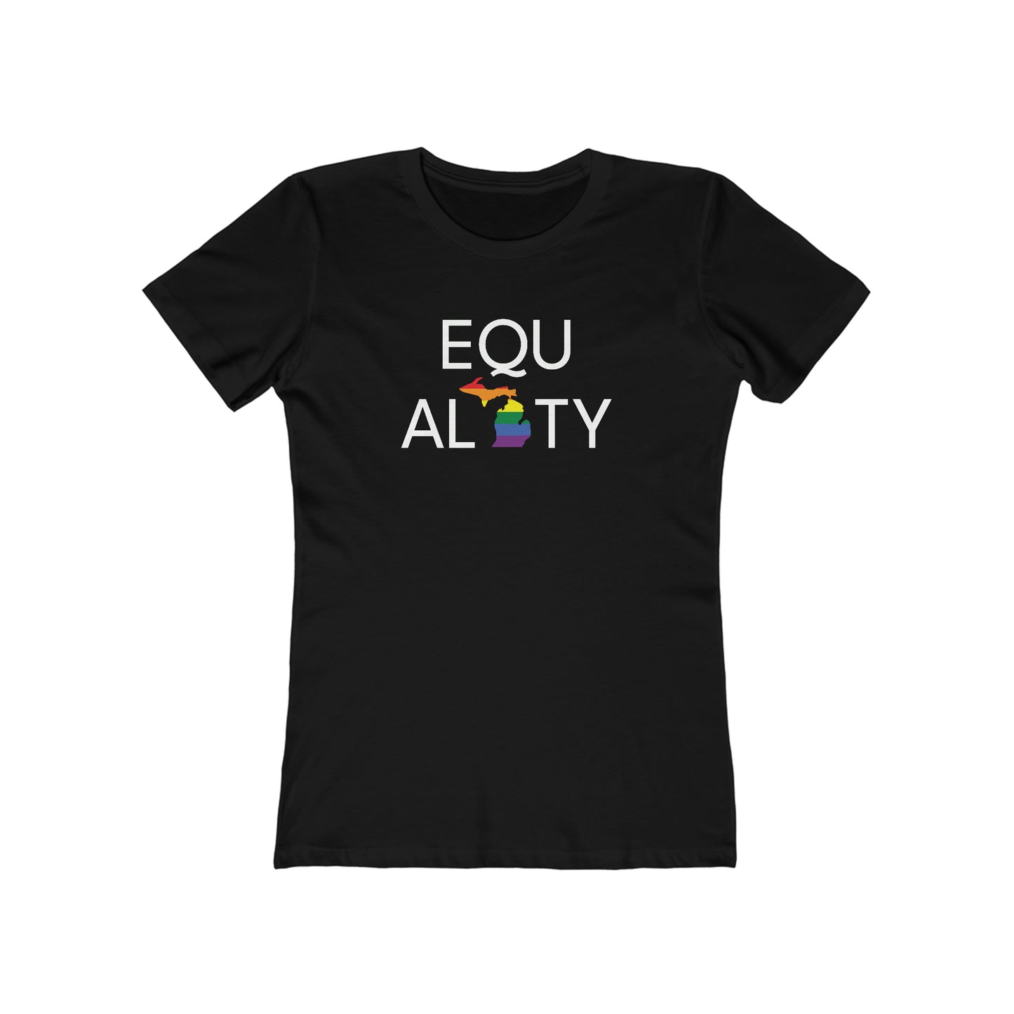 'Equality' T-Shirt (w/ LGBTQ Pride Colors) | Women's Boyfriend Cut