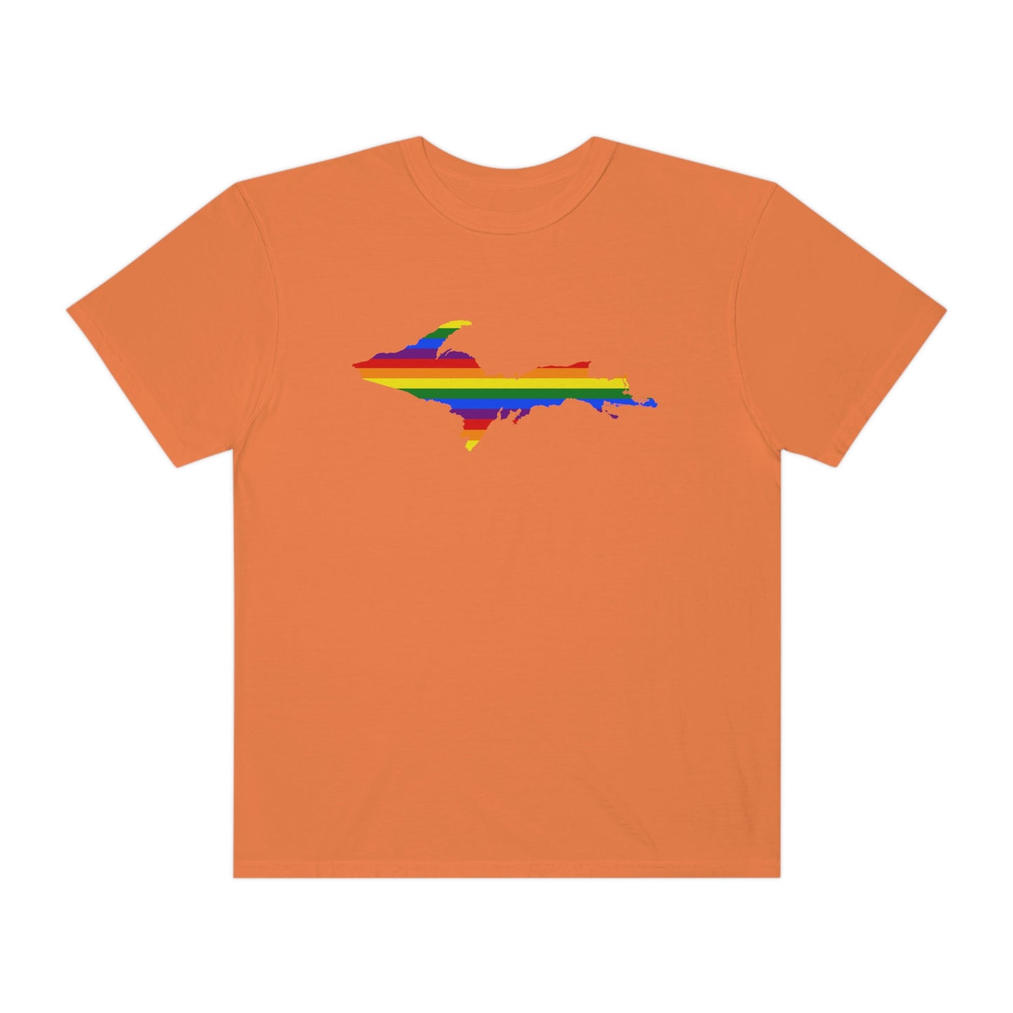 Michigan Upper Peninsula T-Shirt (w/ UP Pride Flag Outline) | Unisex Garment-Dyed