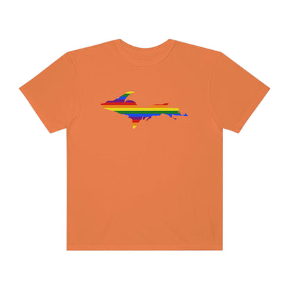 Michigan Upper Peninsula T-Shirt (w/ UP Pride Flag Outline) | Unisex Garment-Dyed