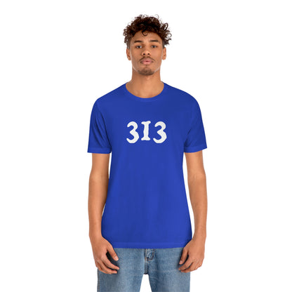 Detroit '313' T-Shirt (Woodcut Font) | Unisex Standard Fit