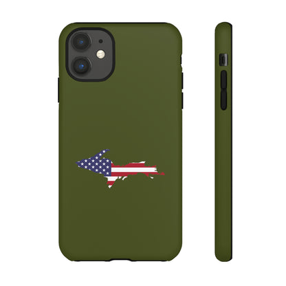 Michigan Upper Peninsula Tough Phone Case (Army Green w/ UP USA Outline) | Apple iPhone